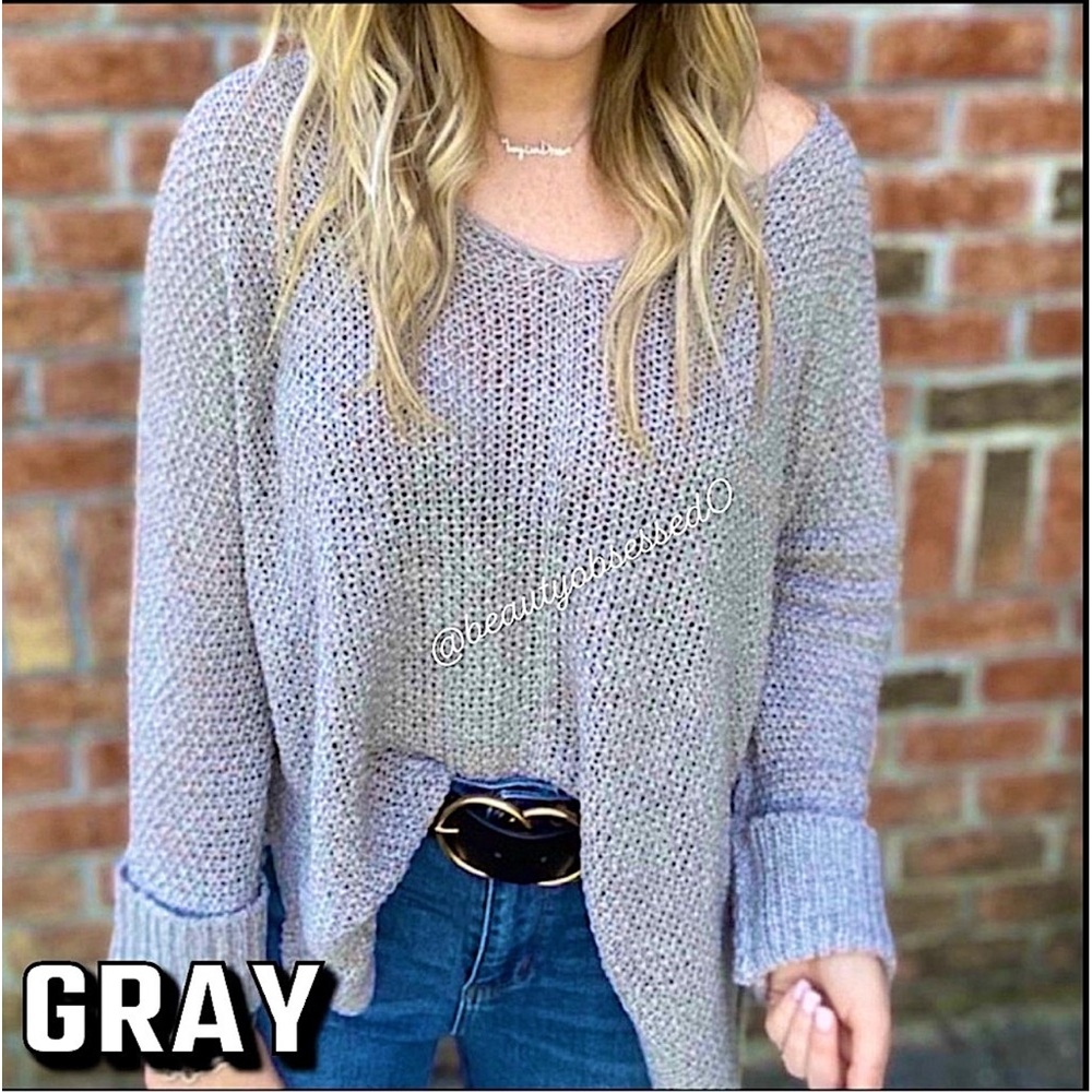 🆕🩶BEFORE YOU: GRAY Lightweight Knitted Sweater ONE SIZE